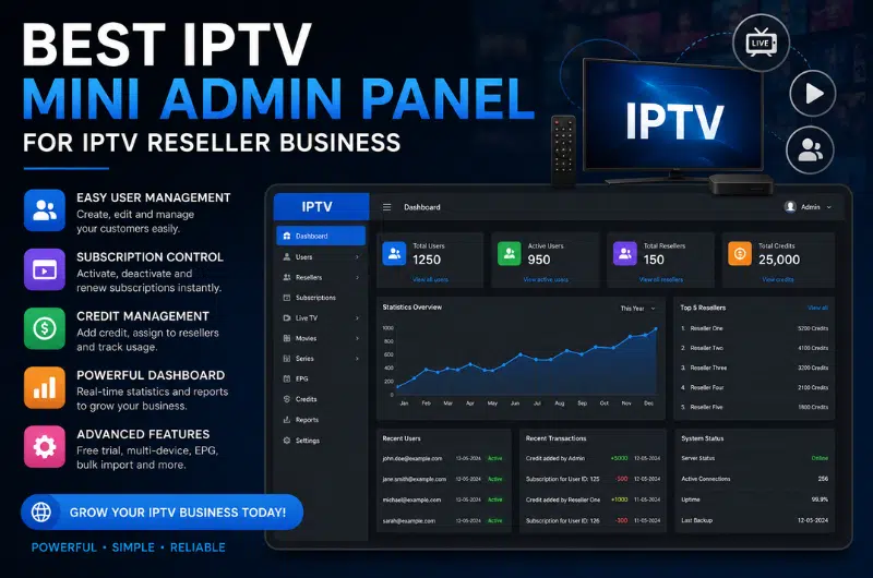 Best IPTV Mini Admin Panel for IPTV Reseller Business 20 IPTV Mini Admin Panel